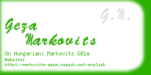 geza markovits business card